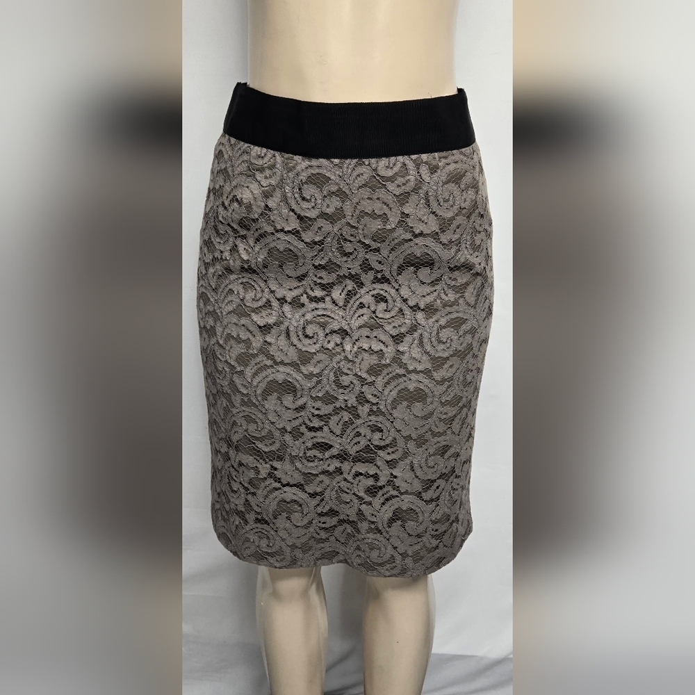 Banana Republic 4 Skirt Fully Lined With Outer Lace Olive Green